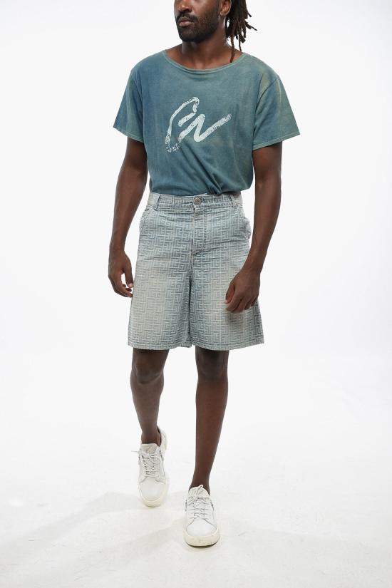  발망 데님 숏팬츠 AH0MB006DD276FF Blue - BALMAIN