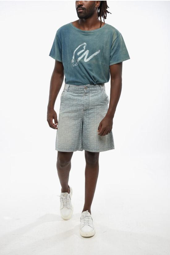  발망 데님 숏팬츠 AH0MB006DD276FF Blue - BALMAIN