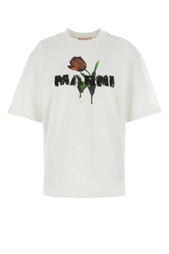 25FW 마르니 반팔 티셔츠 THJET49P18USCY31 LOW01 White