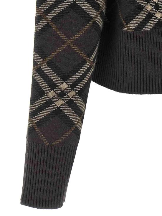 25FW 버버리 체크 울 캐시미어 가디건 8115254 Brown - BURBERRY