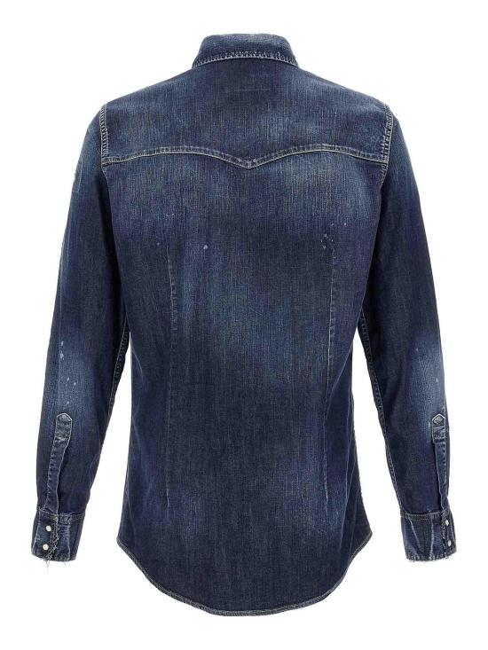  디스퀘어드2 패션 디스트레스드 웨스턴 데님 셔츠 S74DM0935S30341470 Blue - DSQUARED2