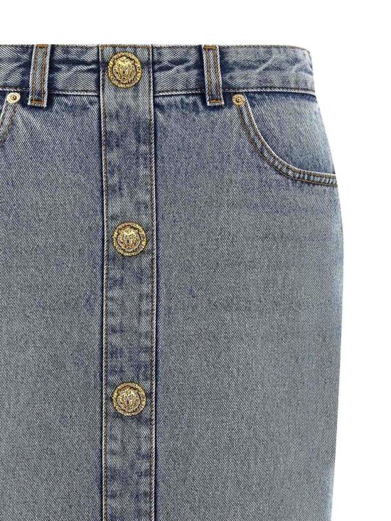  발망 미디 스커트 FF0LC267DF976AW Light Blue - BALMAIN