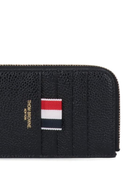 25FW 톰브라운 페블 그레인 레더 스트라이프 집어라운드 지갑 MAW080A 00198001 Black - THOM BROWNE