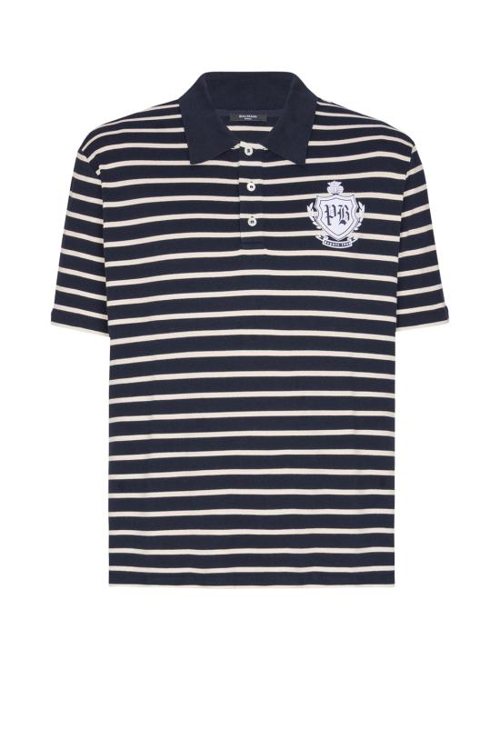 25FW 발망 폴로 티셔츠 FH0GC026GF30 SFF Bleu beige blanc