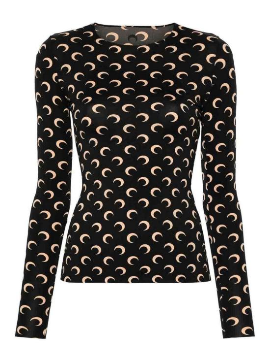 26SS 마린세르 크레센트 문 프린트 긴팔 티셔츠 WTS006ACJER0001IT99 Black