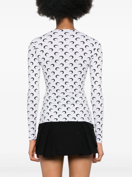 25FW 마린세르 크레센트 문 프린트 긴팔 티셔츠 WTS006ACJER0001 WH00 White - MARINE SERRE