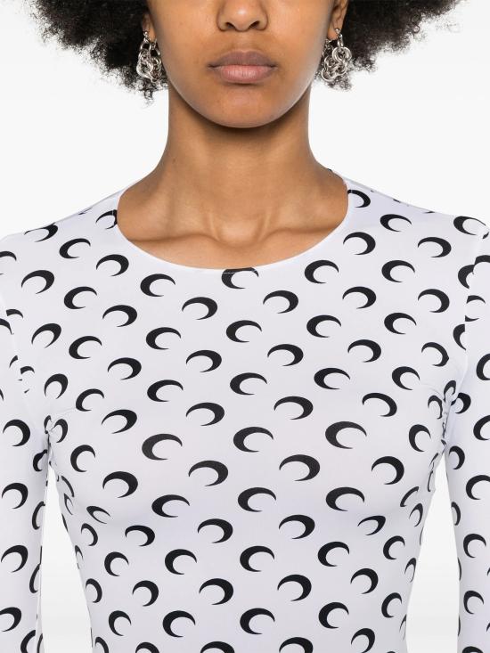 25FW 마린세르 크레센트 문 프린트 긴팔 티셔츠 WTS006ACJER0001 WH00 White - MARINE SERRE