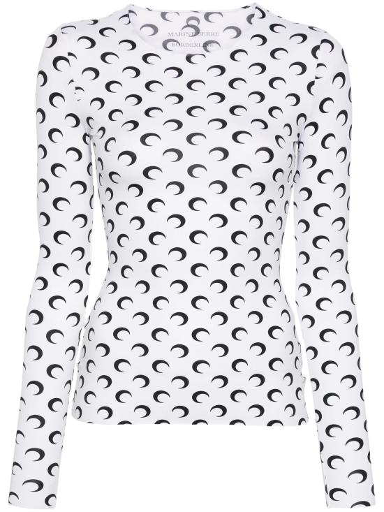 25FW 마린세르 크레센트 문 프린트 긴팔 티셔츠 WTS006ACJER0001 WH00 White