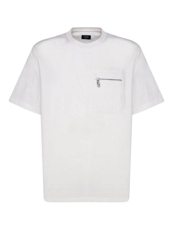 26SS 펜디 FF 포켓 저지 티셔츠 FY1257APM4F0QA0 White
