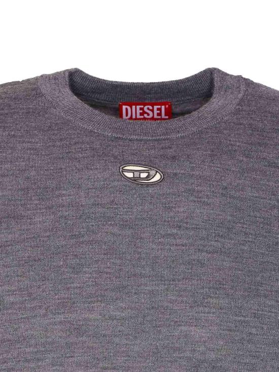  디젤 K 밸리엄 컷아웃 로고 울 점퍼 A174420DCCH96K Grey - DIESEL