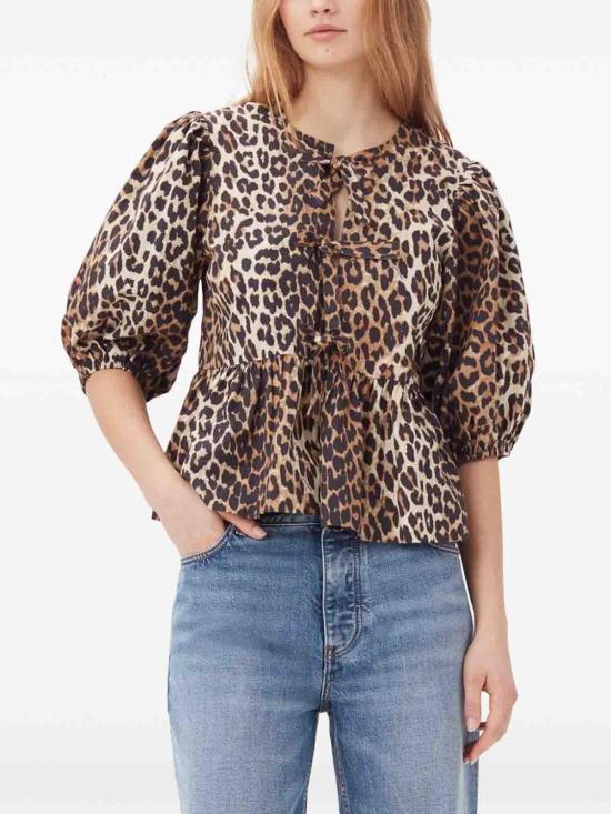  가니 블라우스 F9116943 Animal Print - GANNI