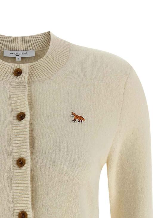25FW 메종키츠네 베이비 폭스 램스울 피티드 가디건 PW00506KT10060383 White - MAISON KITSUNE