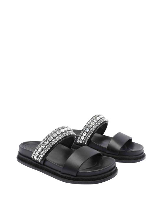 25FW 지미추 샌들 JADIFLATFKRBLACKCRYSTAL Black - JIMMY CHOO