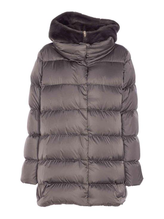 26FW 에르노 새틴 & 뉴 레이디 퍼 A셰이프 다운 자킷 PI001934D12170Z9480 GREY