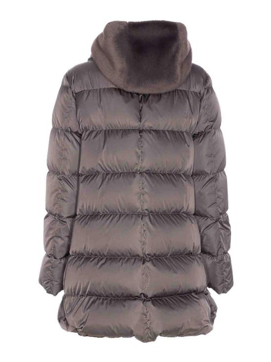 26FW 에르노 새틴 & 뉴 레이디 퍼 A셰이프 다운 자킷 PI001934D12170Z9480 GREY - HERNO