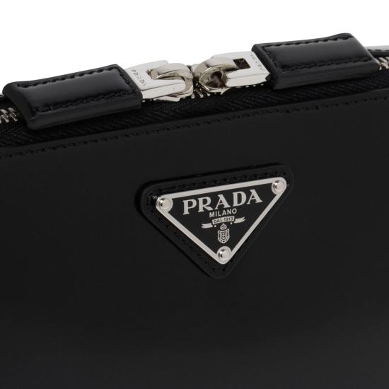  프라다 브러쉬드 레더 브리크 백 2VH173ZO6F0002 BLACK - PRADA