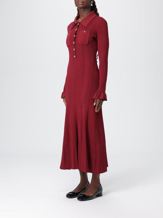 25FW 셀프 포트레이트 롱 원피스 AW25008MABU BURGUNDY Violet - SELF PORTRAIT