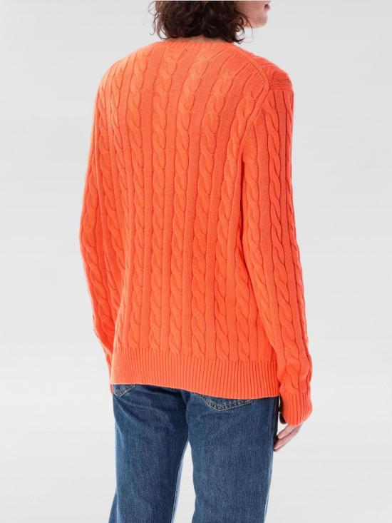 25FW 폴로 랄프로렌 로고 자수 케이블 니트 스웨터 710775885 513 Orange - POLO RALPH LAUREN
