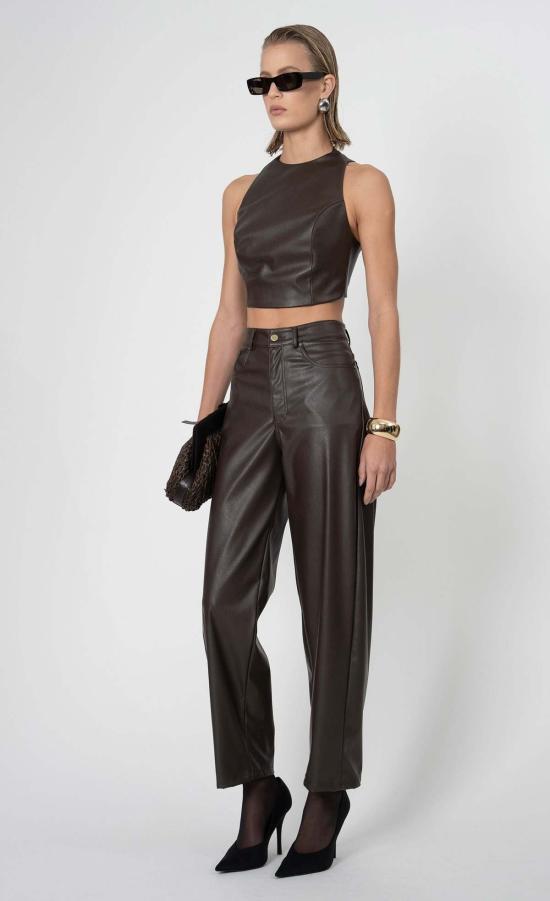  논살란트 레이블 민소매 티셔츠 논샬런트 라벨 페리 크롭 탑 브라운 - NONCHALANT LABEL