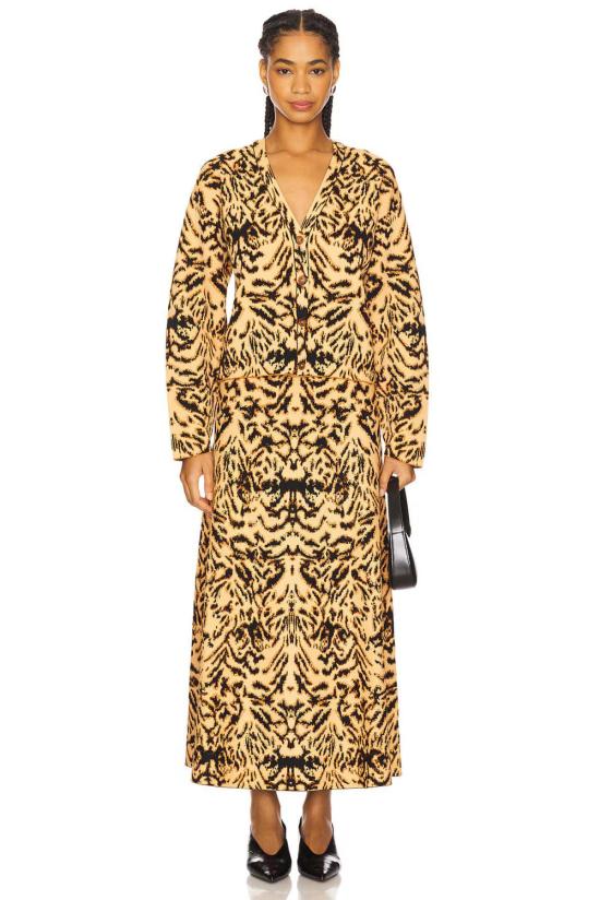  울라 존슨 롱 원피스 페이튼 자카드 니트 카디건 - ULLA JOHNSON