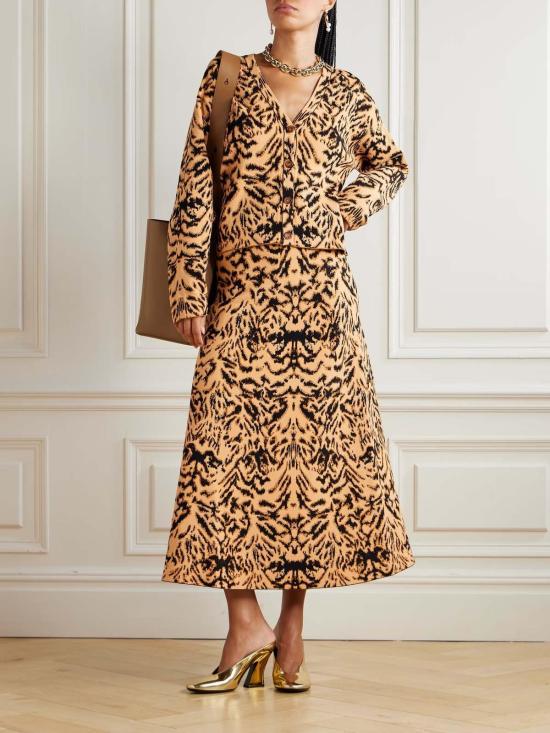  울라 존슨 롱 원피스 페이튼 자카드 니트 카디건