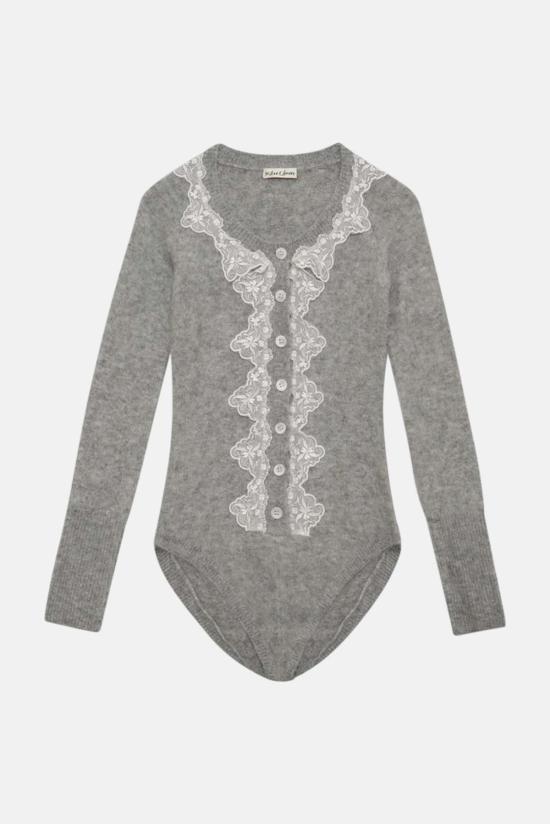  포러브앤레몬스 바디수트 티셔츠 포 러브 & 레몬 아리나 롬퍼 그레이 - FOR LOVE & LEMONS