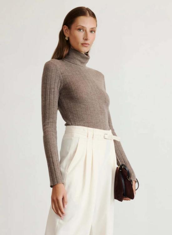  타냐 테일러 터틀넥 케이든 니트 탑 스패로우 그레이 멜란지 - TANYA TAYLOR