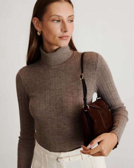  타냐 테일러 터틀넥 케이든 니트 탑 스패로우 그레이 멜란지 - TANYA TAYLOR