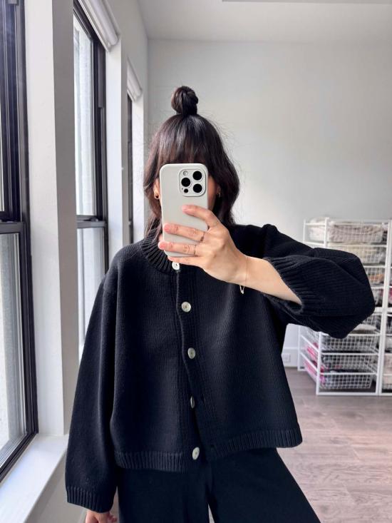  Nikki Chasin 가디건 니키 체이신 실로 코튼  블랙