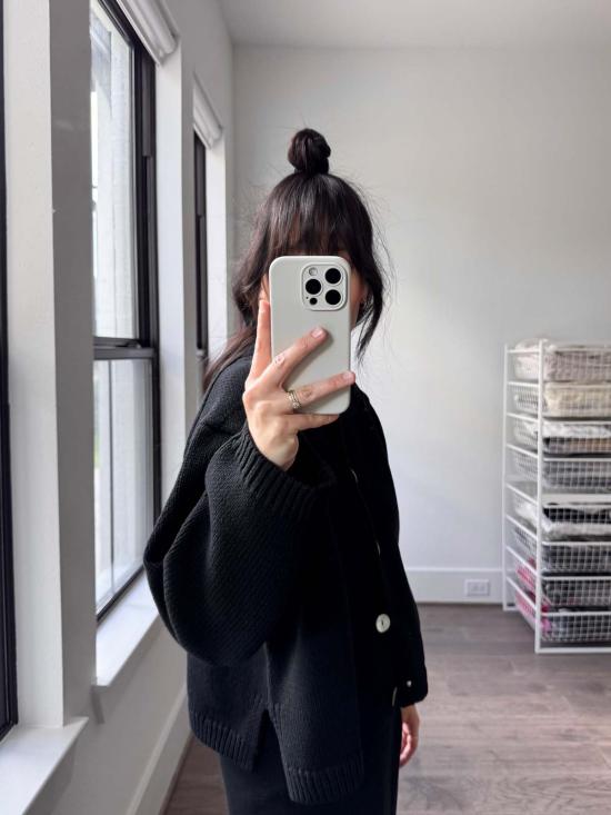  니키 체이슨 가디건 니키 체이신 실로 코튼  블랙 - NIKKI CHASIN