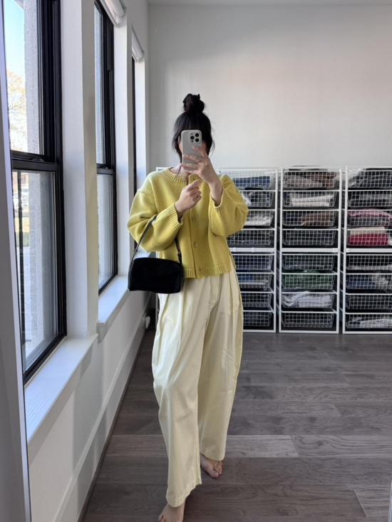  Nikki Chasin 가디건 실로 코튼 카디건 레몬 - OTHER BRANDS