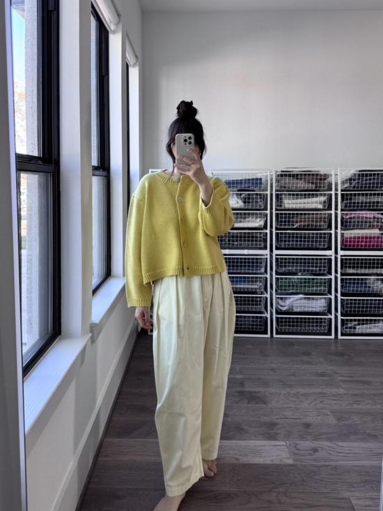  니키 체이슨 가디건 Nikki Chasin 실로 코튼 카디건 레몬 - NIKKI CHASIN