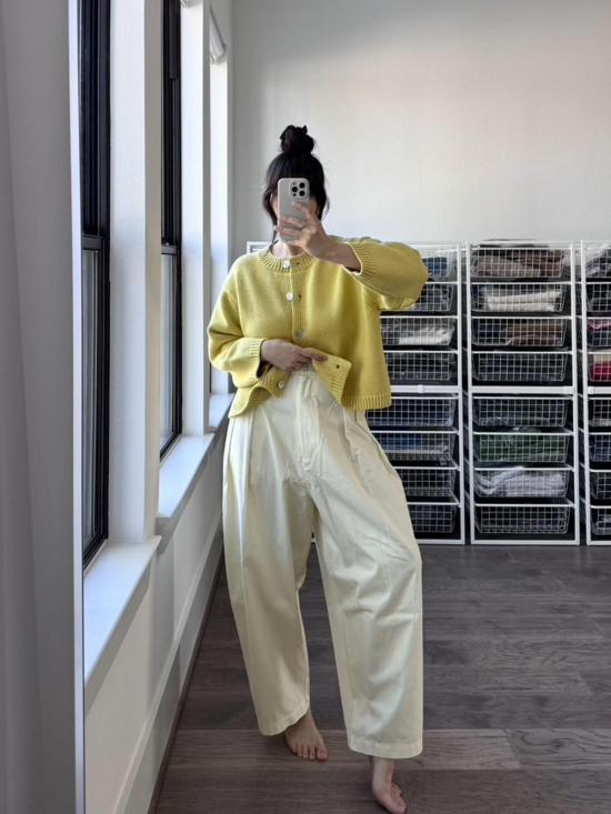  Nikki Chasin 가디건 실로 코튼 카디건 레몬 - OTHER BRANDS