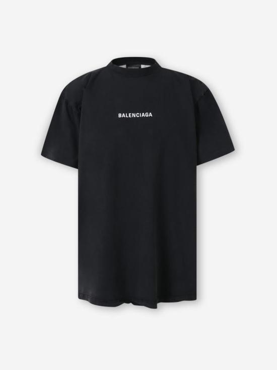 25FW 발렌시아가 백 더블 티셔츠 835512TSV09 1041FADED WASHED BLACK Black