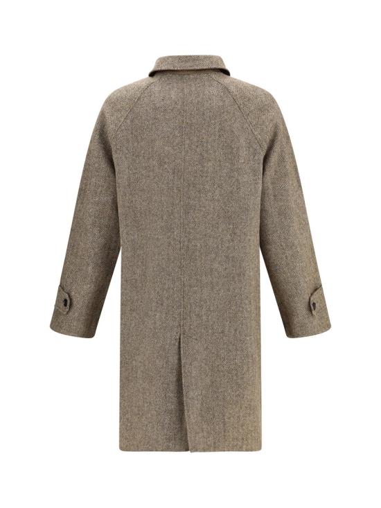 25FW 버버리 롱 헤링본 울 듀얼 카 코트 8117693 A3324 BROWN - BURBERRY