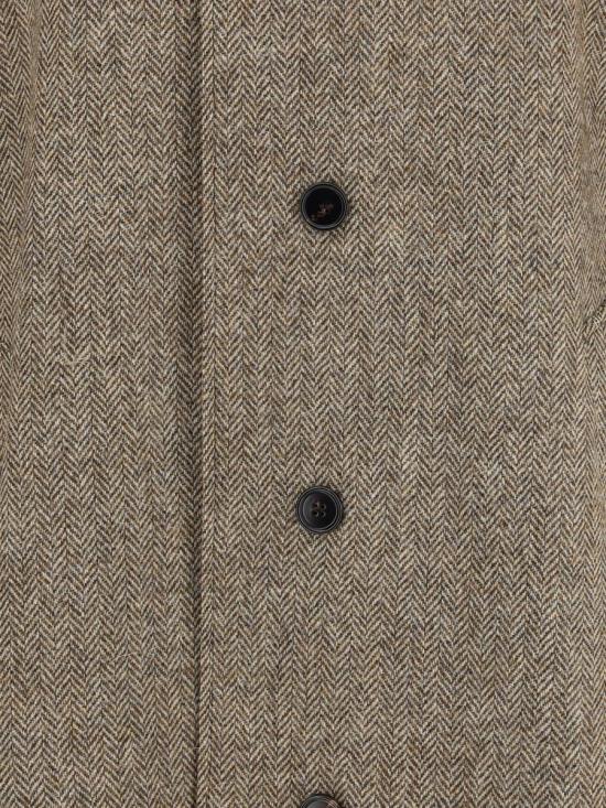 25FW 버버리 롱 헤링본 울 듀얼 카 코트 8117693 A3324 BROWN - BURBERRY