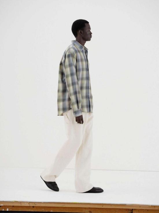  오라리 긴팔 셔츠 오랄리 슈퍼 라이트 울 체크 셔츠 - AURALEE