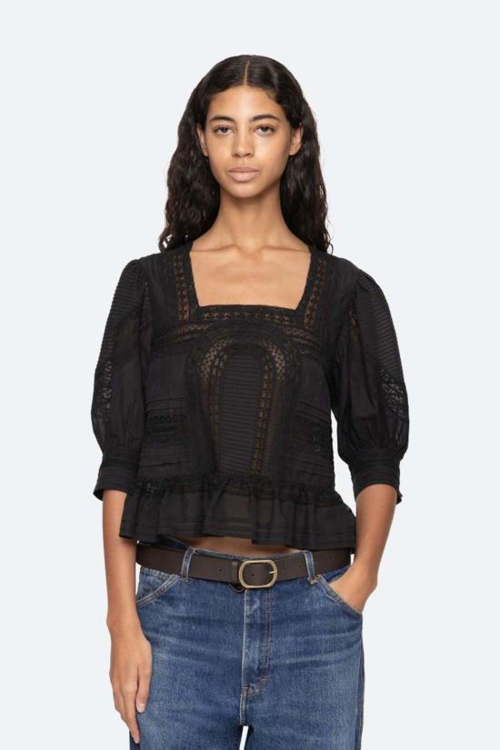  씨뉴욕 블라우스 시 니 프랑카 레이스 탑