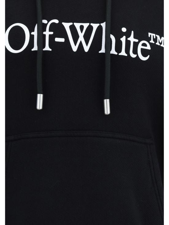 25FW 오프화이트 후드 티셔츠 OMBB085C99FLE012 1001 BLACK - OFF WHITE