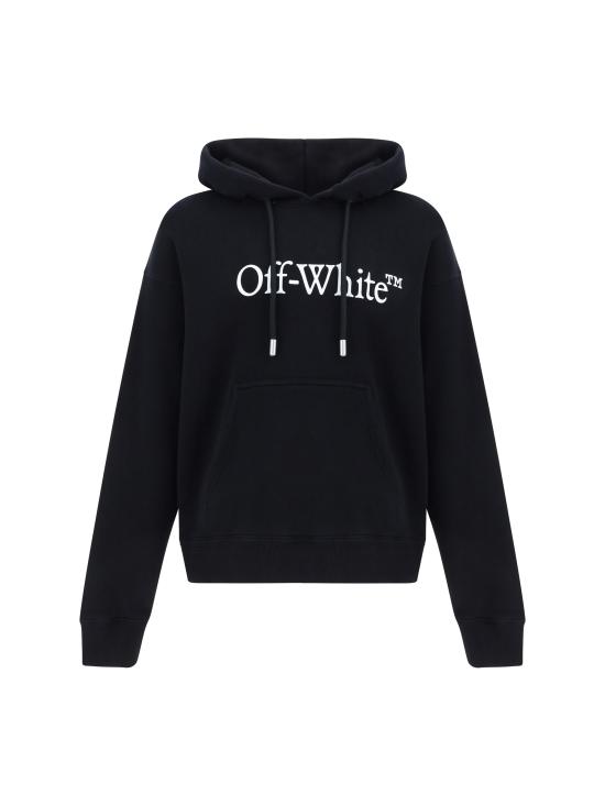 25FW 오프화이트 후드 티셔츠 OMBB085C99FLE012 1001 BLACK