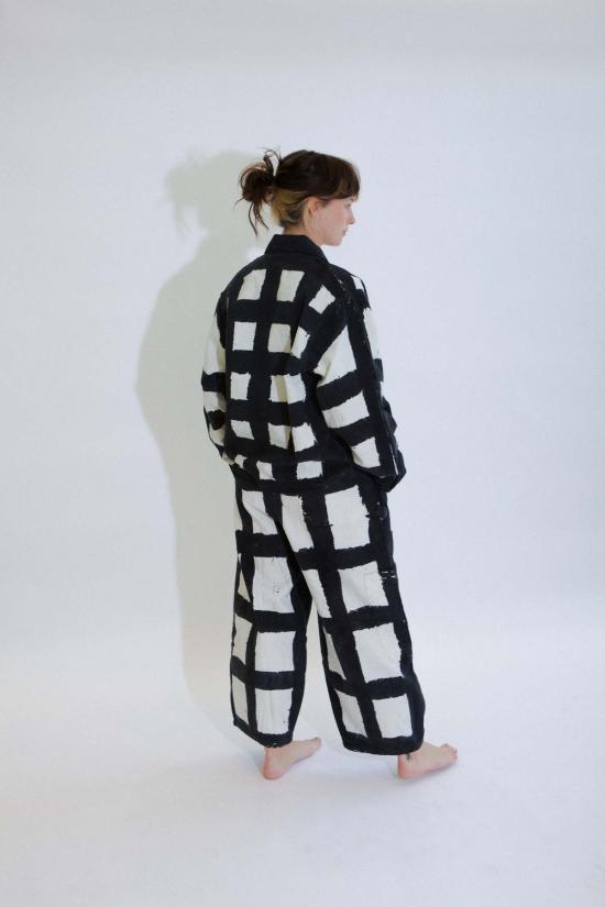  밀스 트레이닝/조거 팬츠 식사 리코리스 체크 셰프 팬츠 블랙/화이트 - MEALS