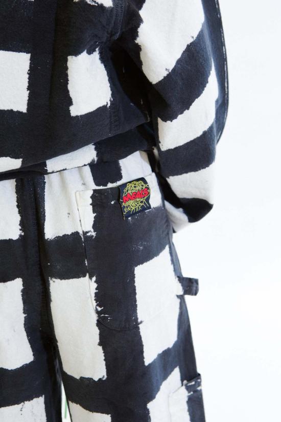  밀스 트레이닝/조거 팬츠 식사 리코리스 체크 셰프 팬츠 블랙/화이트 - MEALS