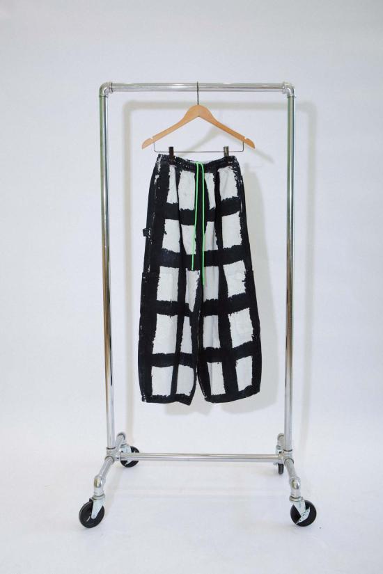  밀스 트레이닝/조거 팬츠 식사 리코리스 체크 셰프 팬츠 블랙/화이트 - MEALS