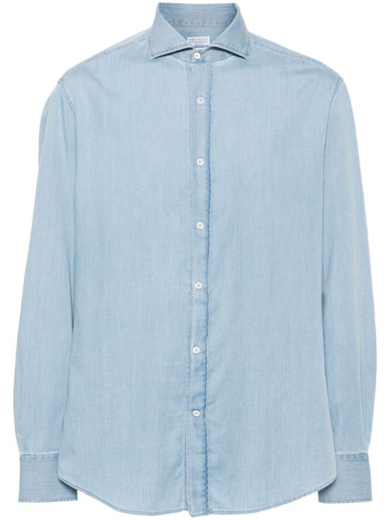 25SS 브루넬로 쿠치넬리 긴팔 셔츠 MR6831718C008 Light blue