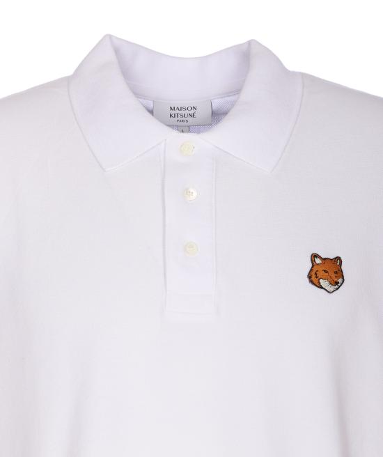 25FW 메종키츠네 폭스 헤드 레귤러 폴로 티셔츠 PM00209KP0002 P100 White - MAISON KITSUNE