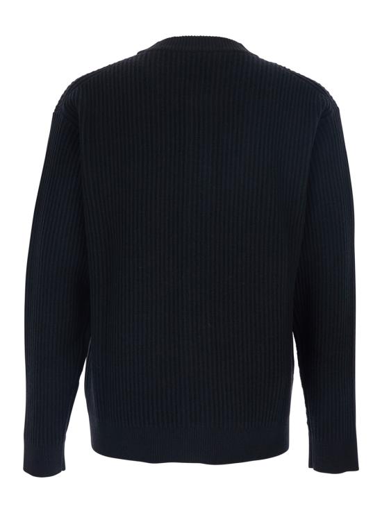 25FW 메종키츠네 폭스 헤드 울 립드 가디건 PM00508KT1149P199 Black - MAISON KITSUNE