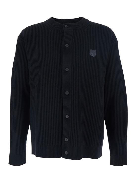 25FW 메종키츠네 폭스 헤드 울 립드 가디건 PM00508KT1149P199 Black