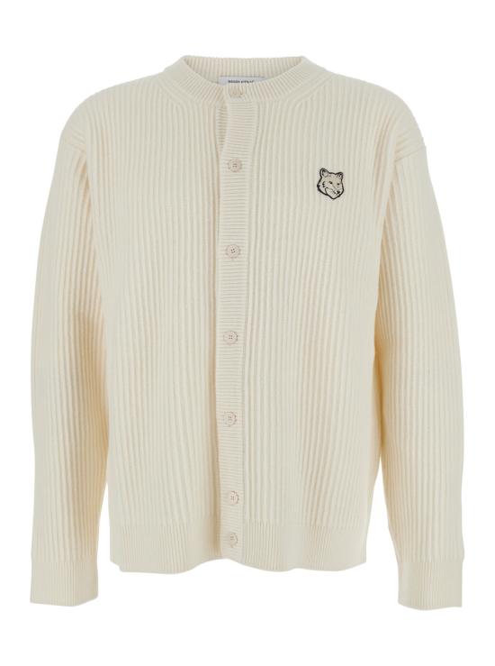 25FW 메종키츠네 폭스 헤드 울 립드 가디건 PM00508KT1149P700 Beige