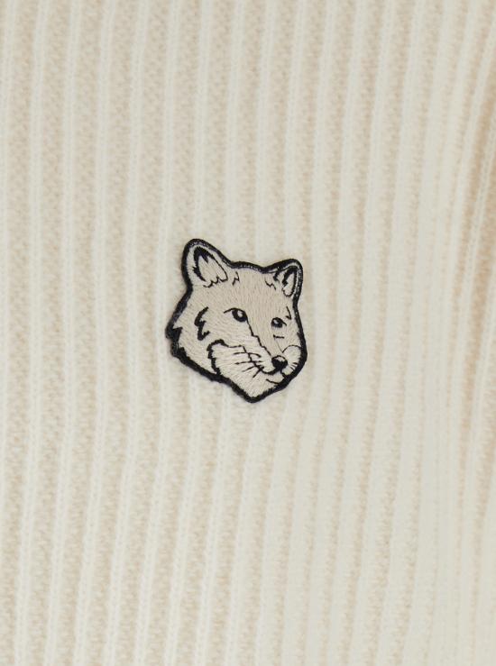 25FW 메종키츠네 폭스 헤드 울 립드 가디건 PM00508KT1149P700 Beige - MAISON KITSUNE