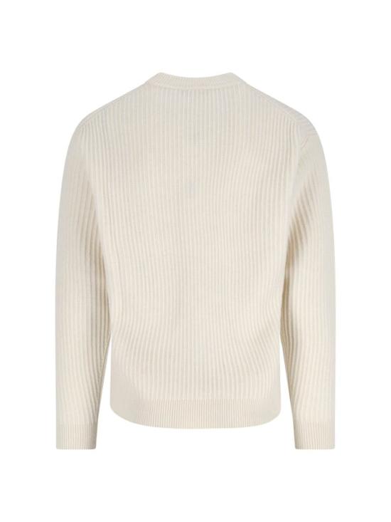 25FW 메종키츠네 폭스 헤드 울 립드 스웨터 PM00811KT1149P700 WHITE - MAISON KITSUNE